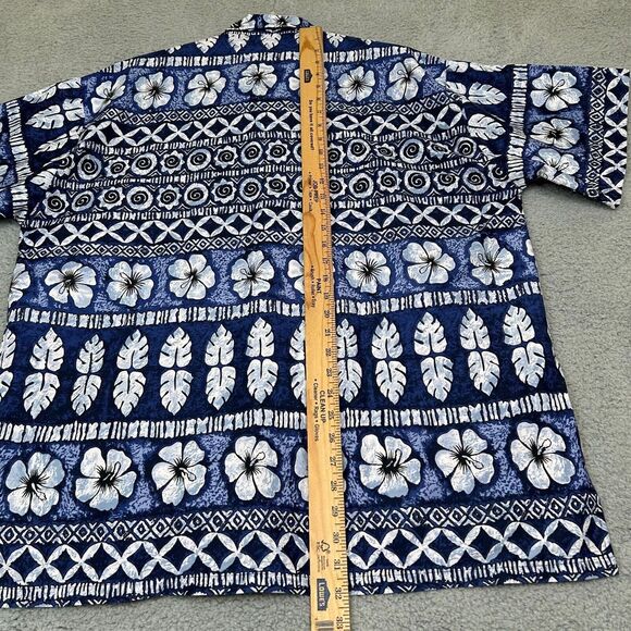 Happy Bay Shirt Men XL Blue Hawaiian Travel Button Up 100% Terivoile Lightweight - Picture 10 of 12